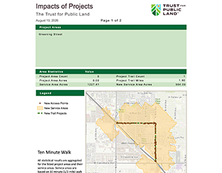 First page of Greenprint report 10 min walk for trail